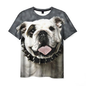 Мужская футболка 3D с принтом Английский бульдог в Екатеринбурге, 100% полиэфир | прямой крой, круглый вырез горловины, длина до линии бедер | Тематика изображения на принте: животное | порода | собака | французский бульдог