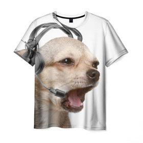 Мужская футболка 3D с принтом Чихуахуа в Екатеринбурге, 100% полиэфир | прямой крой, круглый вырез горловины, длина до линии бедер | Тематика изображения на принте: животное | порода | собака | чихуахуа