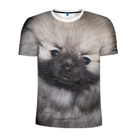Мужская футболка 3D спортивная с принтом Кеесхонд в Екатеринбурге, 100% полиэстер с улучшенными характеристиками | приталенный силуэт, круглая горловина, широкие плечи, сужается к линии бедра | животное | кеесхонд | порода | собака