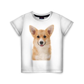 Детская футболка 3D с принтом Пемброк-вельш-корги в Екатеринбурге, 100% гипоаллергенный полиэфир | прямой крой, круглый вырез горловины, длина до линии бедер, чуть спущенное плечо, ткань немного тянется | животное | пемброк вельш корги | порода | собака