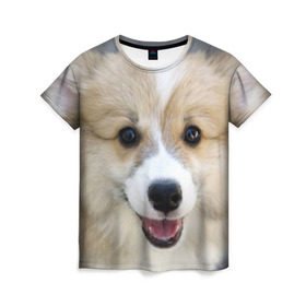 Женская футболка 3D с принтом Пемброк-вельш-корги, собака, п в Екатеринбурге, 100% полиэфир ( синтетическое хлопкоподобное полотно) | прямой крой, круглый вырез горловины, длина до линии бедер | животное | пемброк вельш корги | порода | собака