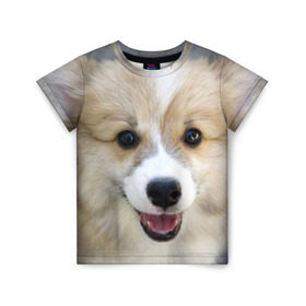 Детская футболка 3D с принтом Пемброк-вельш-корги, собака, п в Екатеринбурге, 100% гипоаллергенный полиэфир | прямой крой, круглый вырез горловины, длина до линии бедер, чуть спущенное плечо, ткань немного тянется | животное | пемброк вельш корги | порода | собака