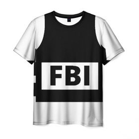 Мужская футболка 3D с принтом Бронежилет ФБР (FBI) в Екатеринбурге, 100% полиэфир | прямой крой, круглый вырез горловины, длина до линии бедер | fbi | бронежилет фбр (fbi)фбр | спецслужбы | федеральное бюро расследований