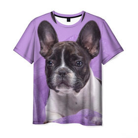 Мужская футболка 3D с принтом Французский бульдог в Екатеринбурге, 100% полиэфир | прямой крой, круглый вырез горловины, длина до линии бедер | животное | порода | собака | французский бульдог