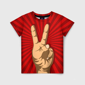 Детская футболка 3D с принтом Всё Peace DATA в Екатеринбурге, 100% гипоаллергенный полиэфир | прямой крой, круглый вырез горловины, длина до линии бедер, чуть спущенное плечо, ткань немного тянется | Тематика изображения на принте: good | ok | жест | настроение | окей | отлично | рука | хорошо