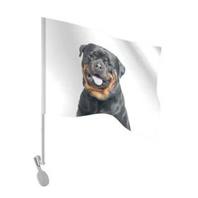 Флаг для автомобиля с принтом Ротвейлер в Екатеринбурге, 100% полиэстер | Размер: 30*21 см | животное | порода | ротвейлер | собака