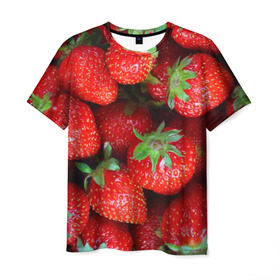 Мужская футболка 3D с принтом Клубничная в Екатеринбурге, 100% полиэфир | прямой крой, круглый вырез горловины, длина до линии бедер | strawberry | vegan | vegetarian | веган | вегетарианство | йога | клубника | фитнес