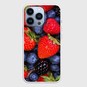 Чехол для iPhone 13 Pro с принтом Berries в Екатеринбурге,  |  | strawberry | vegan | vegetarian | веган | вегетарианство | земляника | йога | клубника | фитнес | черника | ягода