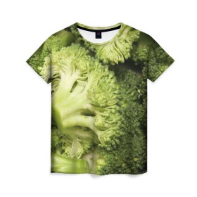 Женская футболка 3D с принтом Брокколи в Екатеринбурге, 100% полиэфир ( синтетическое хлопкоподобное полотно) | прямой крой, круглый вырез горловины, длина до линии бедер | vegan | vegetarian | брокколи | будизм | веган | вегетарианство | йога | сыроедение | фитнес