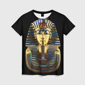 Женская футболка 3D с принтом Фараон Тутанхамон в Екатеринбурге, 100% полиэфир ( синтетическое хлопкоподобное полотно) | прямой крой, круглый вырез горловины, длина до линии бедер | египет | тутанхамон | фараон | фараон тутанхамонмаска фараона