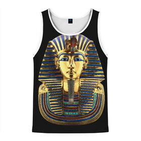 Мужская майка 3D с принтом Фараон Тутанхамон в Екатеринбурге, 100% полиэстер | круглая горловина, приталенный силуэт, длина до линии бедра. Пройма и горловина окантованы тонкой бейкой | Тематика изображения на принте: египет | тутанхамон | фараон | фараон тутанхамонмаска фараона