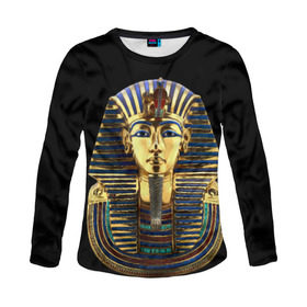 Женский лонгслив 3D с принтом Фараон Тутанхамон в Екатеринбурге, 100% полиэстер | длинные рукава, круглый вырез горловины, полуприлегающий силуэт | египет | тутанхамон | фараон | фараон тутанхамонмаска фараона