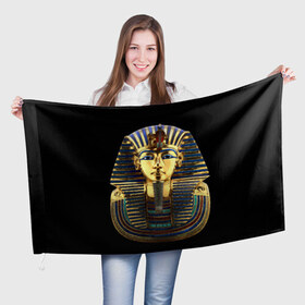 Флаг 3D с принтом Фараон Тутанхамон в Екатеринбурге, 100% полиэстер | плотность ткани — 95 г/м2, размер — 67 х 109 см. Принт наносится с одной стороны | египет | тутанхамон | фараон | фараон тутанхамонмаска фараона