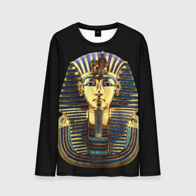 Мужской лонгслив 3D с принтом Фараон Тутанхамон в Екатеринбурге, 100% полиэстер | длинные рукава, круглый вырез горловины, полуприлегающий силуэт | Тематика изображения на принте: египет | тутанхамон | фараон | фараон тутанхамонмаска фараона