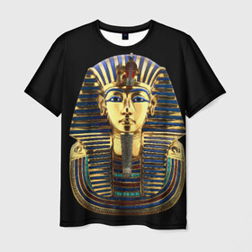 Мужская футболка 3D с принтом Фараон Тутанхамон в Екатеринбурге, 100% полиэфир | прямой крой, круглый вырез горловины, длина до линии бедер | Тематика изображения на принте: египет | тутанхамон | фараон | фараон тутанхамонмаска фараона