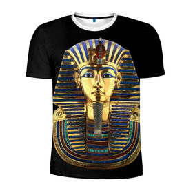 Мужская футболка 3D спортивная с принтом Фараон Тутанхамон в Екатеринбурге, 100% полиэстер с улучшенными характеристиками | приталенный силуэт, круглая горловина, широкие плечи, сужается к линии бедра | египет | тутанхамон | фараон | фараон тутанхамонмаска фараона