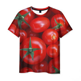 Мужская футболка 3D с принтом Томатная в Екатеринбурге, 100% полиэфир | прямой крой, круглый вырез горловины, длина до линии бедер | tomato | vegan | vegetarian | будизм | веган | вегетарианство | йога | помидор | сыроедение | томат | фитнес | ягода