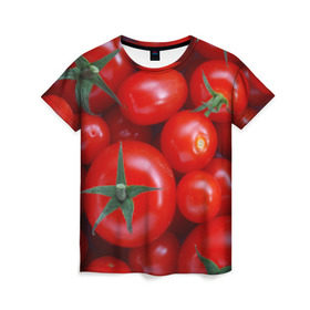 Женская футболка 3D с принтом Томатная в Екатеринбурге, 100% полиэфир ( синтетическое хлопкоподобное полотно) | прямой крой, круглый вырез горловины, длина до линии бедер | tomato | vegan | vegetarian | будизм | веган | вегетарианство | йога | помидор | сыроедение | томат | фитнес | ягода