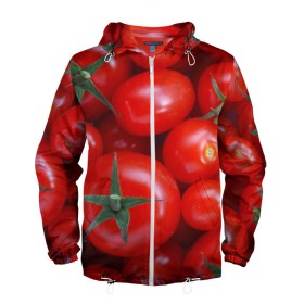 Мужская ветровка 3D с принтом Томатная в Екатеринбурге, 100% полиэстер | подол и капюшон оформлены резинкой с фиксаторами, два кармана без застежек по бокам, один потайной карман на груди | tomato | vegan | vegetarian | будизм | веган | вегетарианство | йога | помидор | сыроедение | томат | фитнес | ягода