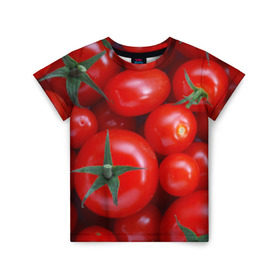 Детская футболка 3D с принтом Томатная в Екатеринбурге, 100% гипоаллергенный полиэфир | прямой крой, круглый вырез горловины, длина до линии бедер, чуть спущенное плечо, ткань немного тянется | tomato | vegan | vegetarian | будизм | веган | вегетарианство | йога | помидор | сыроедение | томат | фитнес | ягода