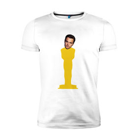 Мужская футболка премиум с принтом Oscar Dicaprio в Екатеринбурге, 92% хлопок, 8% лайкра | приталенный силуэт, круглый вырез ворота, длина до линии бедра, короткий рукав | dicaprio | leo | oscar | дикаприо | леонардо | оскар