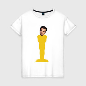 Женская футболка хлопок с принтом Oscar Dicaprio в Екатеринбурге, 100% хлопок | прямой крой, круглый вырез горловины, длина до линии бедер, слегка спущенное плечо | dicaprio | leo | oscar | дикаприо | леонардо | оскар