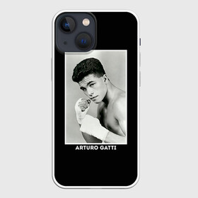 Чехол для iPhone 13 mini с принтом Артуро Гатти чб в Екатеринбурге,  |  | Тематика изображения на принте: boxing | артур гатти | артуро | артуро гатти | бокс | боксер | гатти | спорт