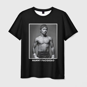 Мужская футболка 3D с принтом Мэнни Пакьяо чб в Екатеринбурге, 100% полиэфир | прямой крой, круглый вырез горловины, длина до линии бедер | boxing | бокс | боксер | мэнни | мэнни пакьяо | пакьяо | спорт | чемпион мира