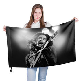 Флаг 3D с принтом Боб Марли 2 в Екатеринбурге, 100% полиэстер | плотность ткани — 95 г/м2, размер — 67 х 109 см. Принт наносится с одной стороны | bob marley | боб марли | музыка | регги