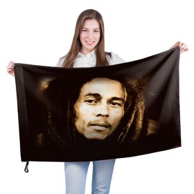 Флаг 3D с принтом Боб Марли 3 в Екатеринбурге, 100% полиэстер | плотность ткани — 95 г/м2, размер — 67 х 109 см. Принт наносится с одной стороны | bob marley | боб марли | музыка | регги