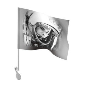 Флаг для автомобиля с принтом Гагарин 1 в Екатеринбурге, 100% полиэстер | Размер: 30*21 см | Тематика изображения на принте: гагарин | космос | космос наш | поехали | ретро | ссср | юрий гагарин