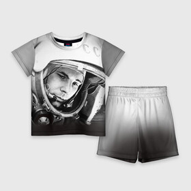 Детский костюм с шортами 3D с принтом Гагарин 1 в Екатеринбурге,  |  | гагарин | космос | космос наш | поехали | ретро | ссср | юрий гагарин