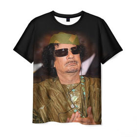 Мужская футболка 3D с принтом Каддафи 3 в Екатеринбурге, 100% полиэфир | прямой крой, круглый вырез горловины, длина до линии бедер | каддафи | муаммар каддафи | революция