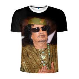 Мужская футболка 3D спортивная с принтом Каддафи 3 в Екатеринбурге, 100% полиэстер с улучшенными характеристиками | приталенный силуэт, круглая горловина, широкие плечи, сужается к линии бедра | каддафи | муаммар каддафи | революция