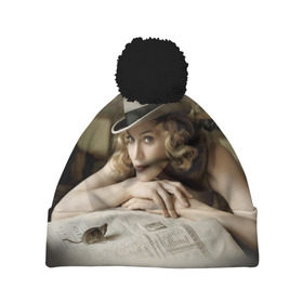 Шапка 3D c помпоном с принтом Мадонна 1 в Екатеринбурге, 100% полиэстер | универсальный размер, печать по всей поверхности изделия | Тематика изображения на принте: madonna | мадонна | музыка