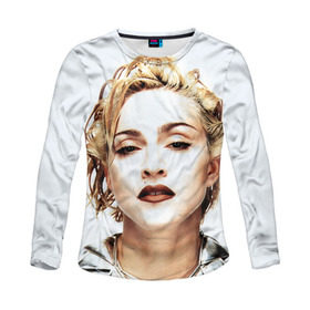 Женский лонгслив 3D с принтом Мадонна 3 в Екатеринбурге, 100% полиэстер | длинные рукава, круглый вырез горловины, полуприлегающий силуэт | madonna | мадонна | музыка