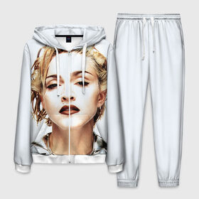 Мужской костюм 3D с принтом Мадонна 3 в Екатеринбурге, 100% полиэстер | Манжеты и пояс оформлены тканевой резинкой, двухслойный капюшон со шнурком для регулировки, карманы спереди | madonna | мадонна | музыка