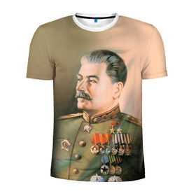 Мужская футболка 3D спортивная с принтом Сталин 1 в Екатеринбурге, 100% полиэстер с улучшенными характеристиками | приталенный силуэт, круглая горловина, широкие плечи, сужается к линии бедра | знаменитости | иосиф сталин | ретро | ссср