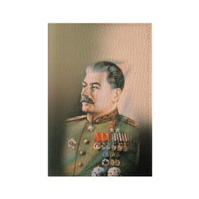 Обложка для паспорта матовая кожа с принтом Сталин 1 в Екатеринбурге, натуральная матовая кожа | размер 19,3 х 13,7 см; прозрачные пластиковые крепления | знаменитости | иосиф сталин | ретро | ссср