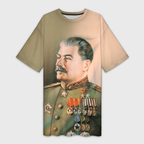 Платье-футболка 3D с принтом Сталин 1 в Екатеринбурге,  |  | знаменитости | иосиф сталин | ретро | ссср