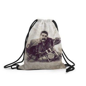 Рюкзак-мешок 3D с принтом Сталин 2 в Екатеринбурге, 100% полиэстер | плотность ткани — 200 г/м2, размер — 35 х 45 см; лямки — толстые шнурки, застежка на шнуровке, без карманов и подкладки | знаменитости | иосиф сталин | ретро | ссср