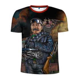 Мужская футболка 3D спортивная с принтом Сталин 3 в Екатеринбурге, 100% полиэстер с улучшенными характеристиками | приталенный силуэт, круглая горловина, широкие плечи, сужается к линии бедра | знаменитости | иосиф сталин | ретро | ссср