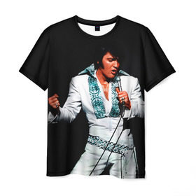 Мужская футболка 3D с принтом Элвис 3 в Екатеринбурге, 100% полиэфир | прямой крой, круглый вырез горловины, длина до линии бедер | Тематика изображения на принте: elvis presley | rock n roll | музыка | ретро | рок н ролл | элвис пресли
