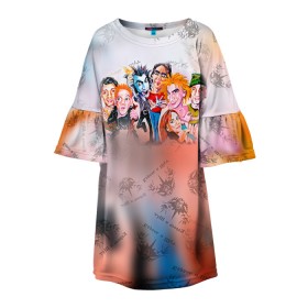 Детское платье 3D с принтом Король и Шут в Екатеринбурге, 100% полиэстер | прямой силуэт, чуть расширенный к низу. Круглая горловина, на рукавах — воланы | король и шут