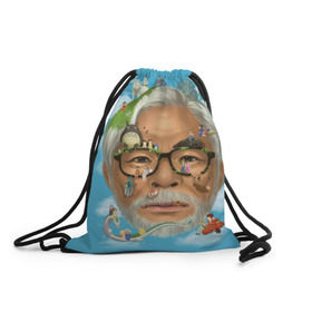 Рюкзак-мешок 3D с принтом Хаяо Миядзаки в Екатеринбурге, 100% полиэстер | плотность ткани — 200 г/м2, размер — 35 х 45 см; лямки — толстые шнурки, застежка на шнуровке, без карманов и подкладки | hayao miyazaki | поньо | тоторо | унесенные