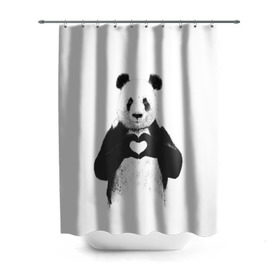 Штора 3D для ванной с принтом Панда Love в Екатеринбурге, 100% полиэстер | плотность материала — 100 г/м2. Стандартный размер — 146 см х 180 см. По верхнему краю — пластиковые люверсы для креплений. В комплекте 10 пластиковых колец | панда