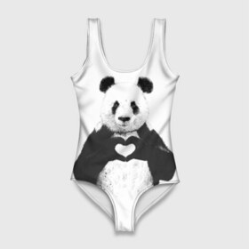 Купальник-боди 3D с принтом Панда Love в Екатеринбурге, 82% полиэстер, 18% эластан | Круглая горловина, круглый вырез на спине | панда