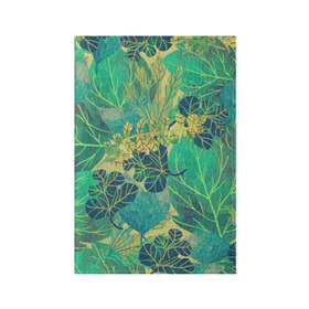 Обложка для паспорта матовая кожа с принтом Узор из листьев в Екатеринбурге, натуральная матовая кожа | размер 19,3 х 13,7 см; прозрачные пластиковые крепления | Тематика изображения на принте: зелень | лето | листья | мозаика | узор
