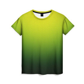 Женская футболка 3D с принтом Зелёная текстура в Екатеринбурге, 100% полиэфир ( синтетическое хлопкоподобное полотно) | прямой крой, круглый вырез горловины, длина до линии бедер | зелёный | текстура | цветовой переход