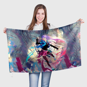 Флаг 3D с принтом Девушка с мечом в Екатеринбурге, 100% полиэстер | плотность ткани — 95 г/м2, размер — 67 х 109 см. Принт наносится с одной стороны | 